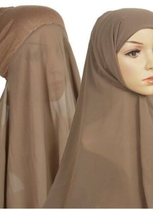 Hijab With Attached Cap (Light Brown)